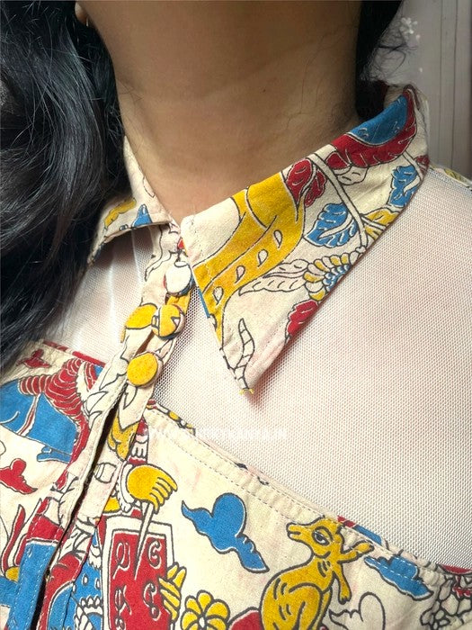 Isabella Dabu Print Cotton Blouse- Beige