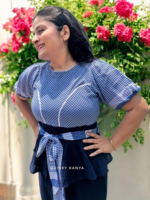 Karen Gamchha Cotton Peplum Sheath Dress