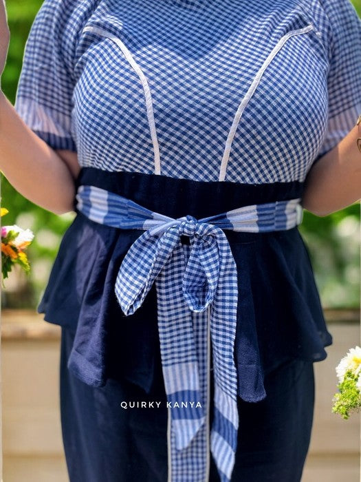 Karen Gamchha Cotton Peplum Sheath Dress