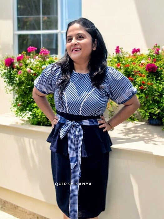 Karen Gamchha Cotton Peplum Sheath Dress