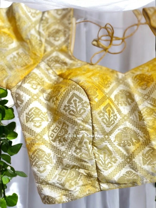 Kesariya Tie & Dye Glass Sleeves Blouse - Yellow