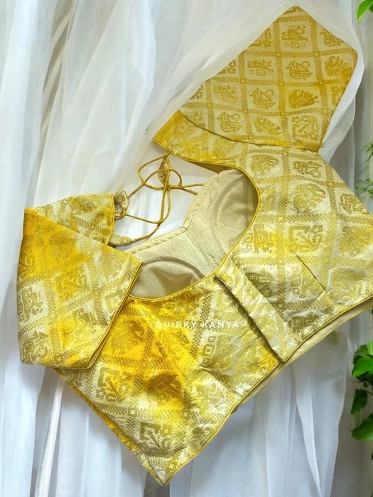 Kesariya Tie & Dye Glass Sleeves Blouse - Yellow