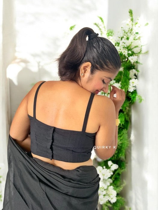 Krishna Strappy Cotton Blouse - Black
