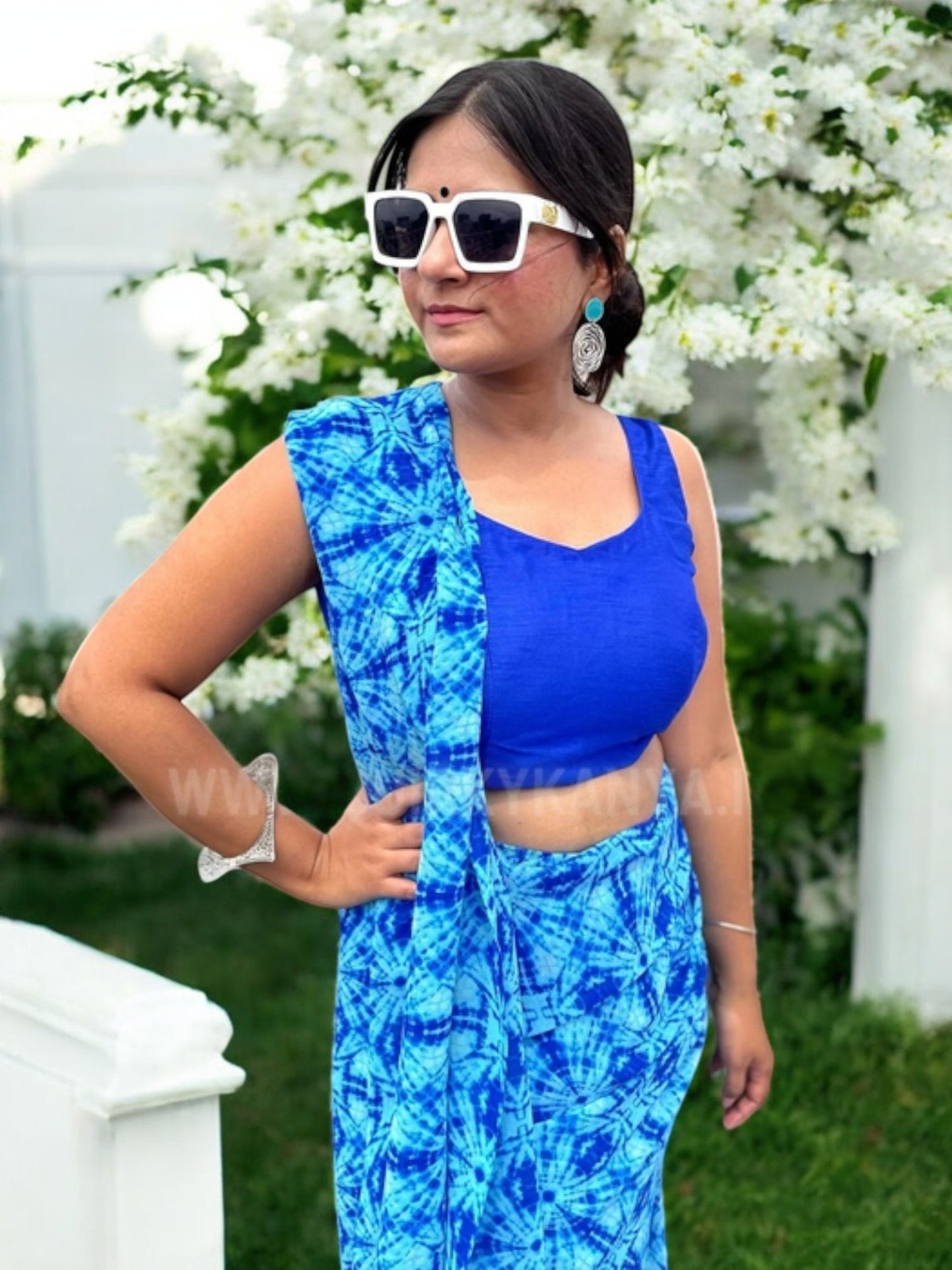 Nandini Art Silk Sleeveless Blouse - Royal Blue