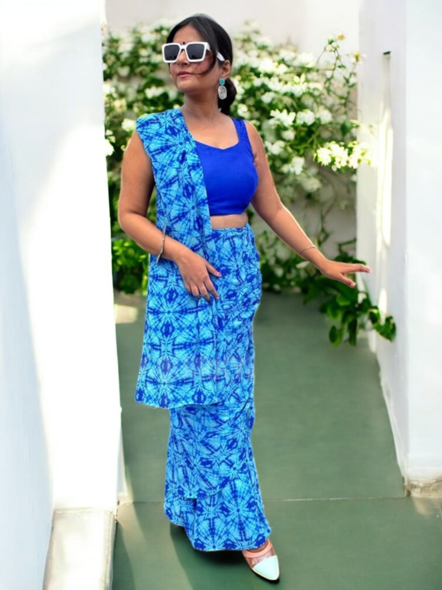 Nandini Art Silk Sleeveless Blouse - Royal Blue