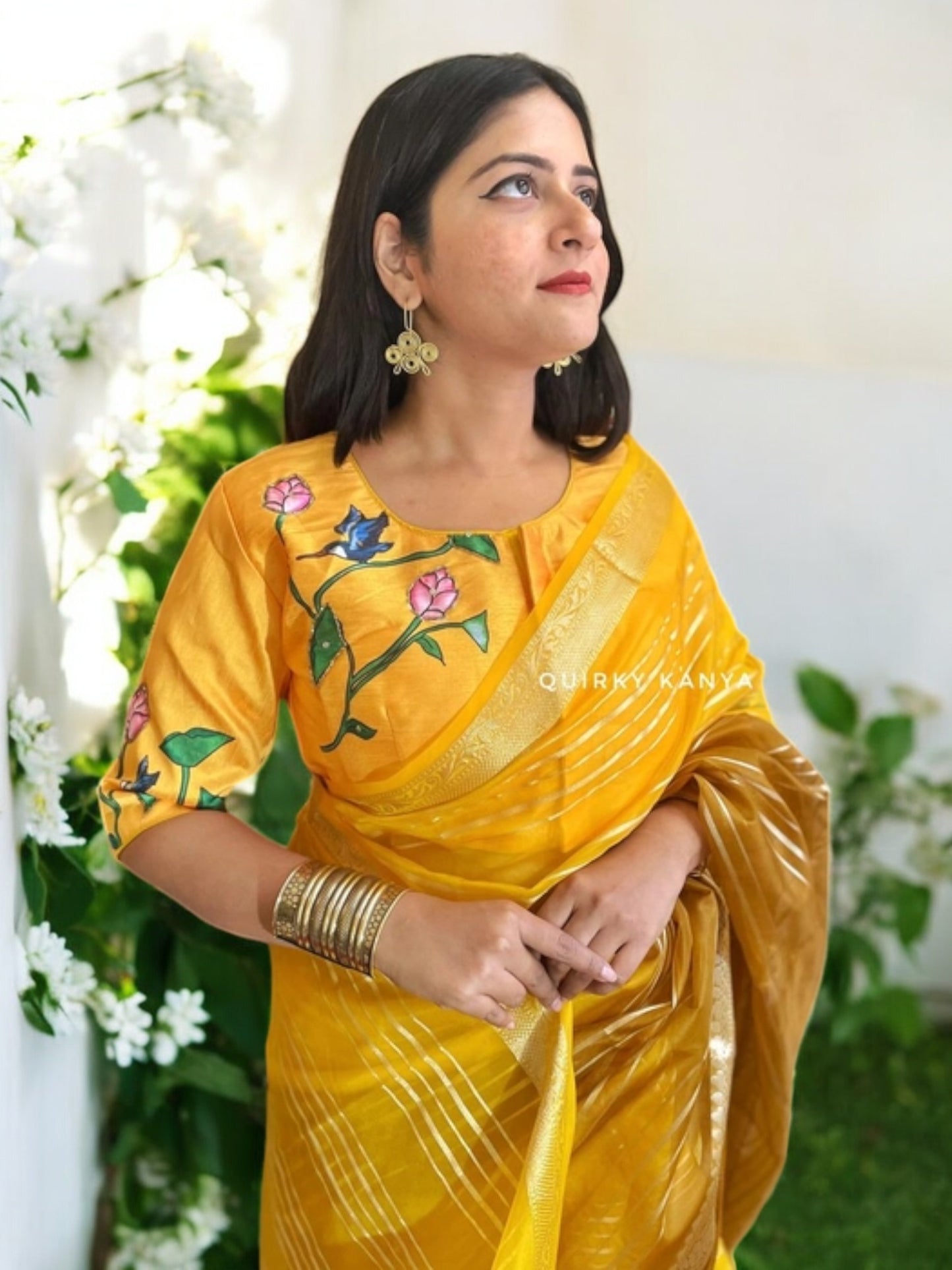 Nalini Pichwai Art Silk Blouse- Yellow