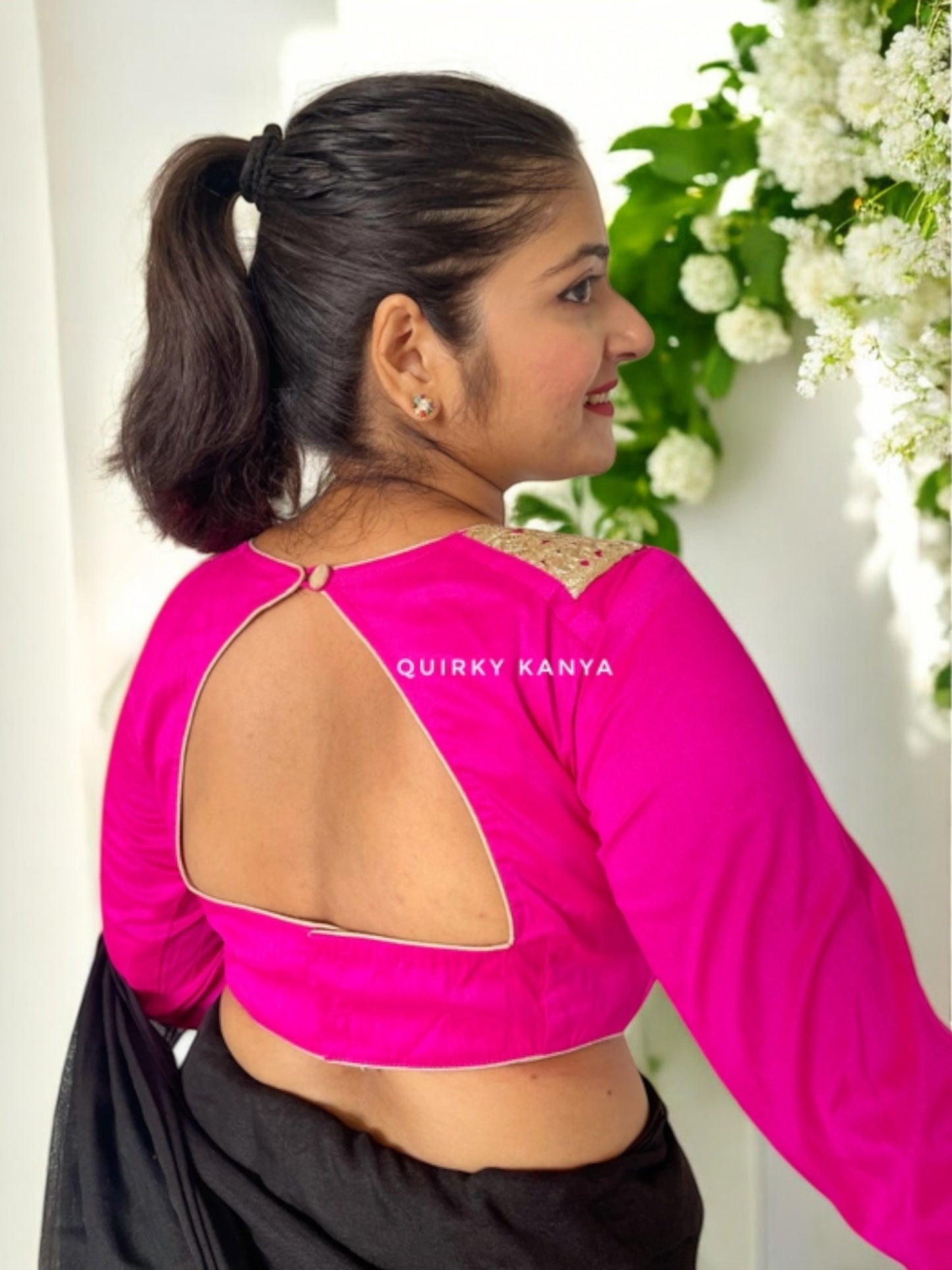 Paint it Pink Zardosi Art Silk Blouse - Hot Pink
