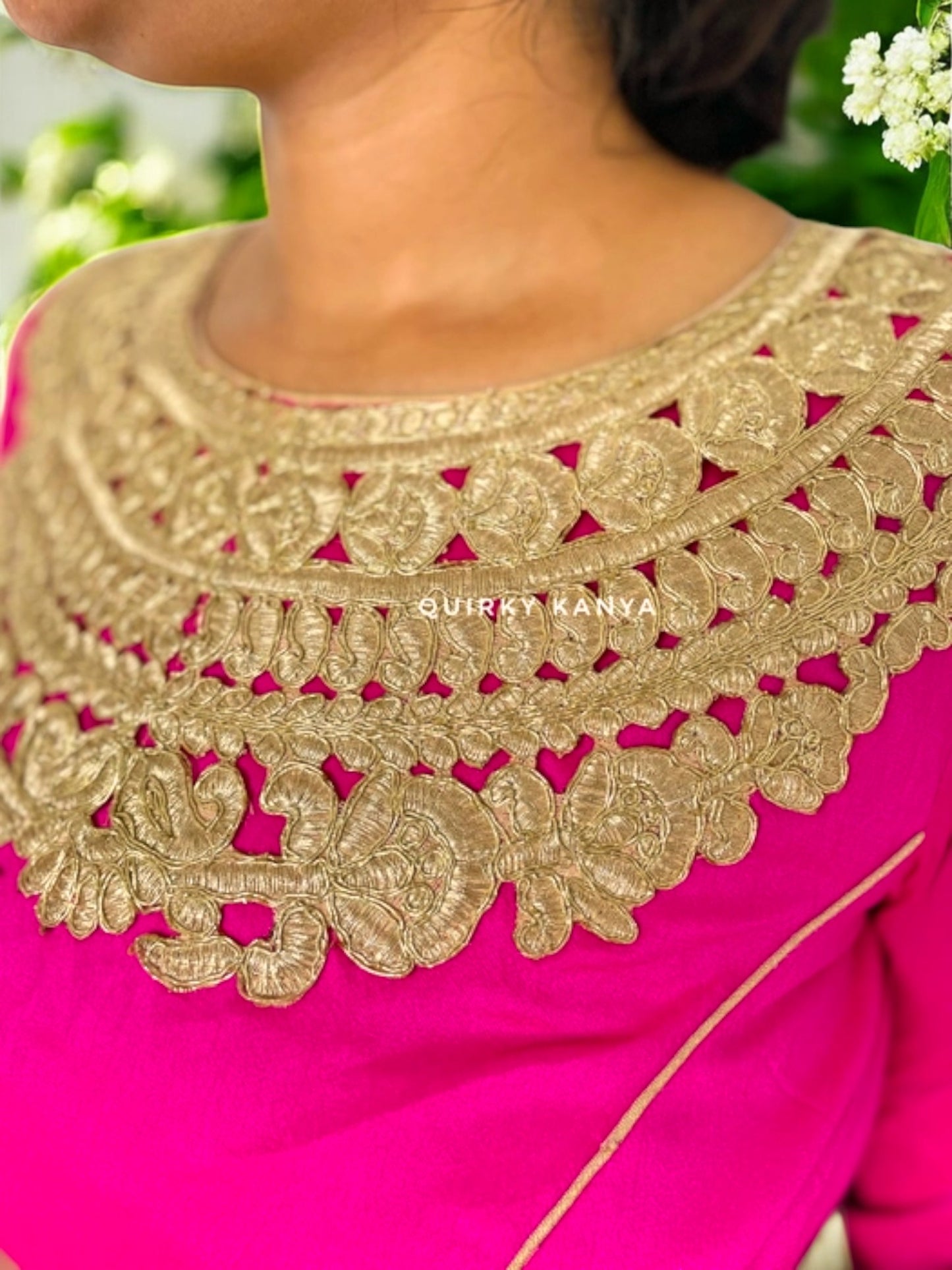 Paint it Pink Zardosi Art Silk Blouse - Hot Pink