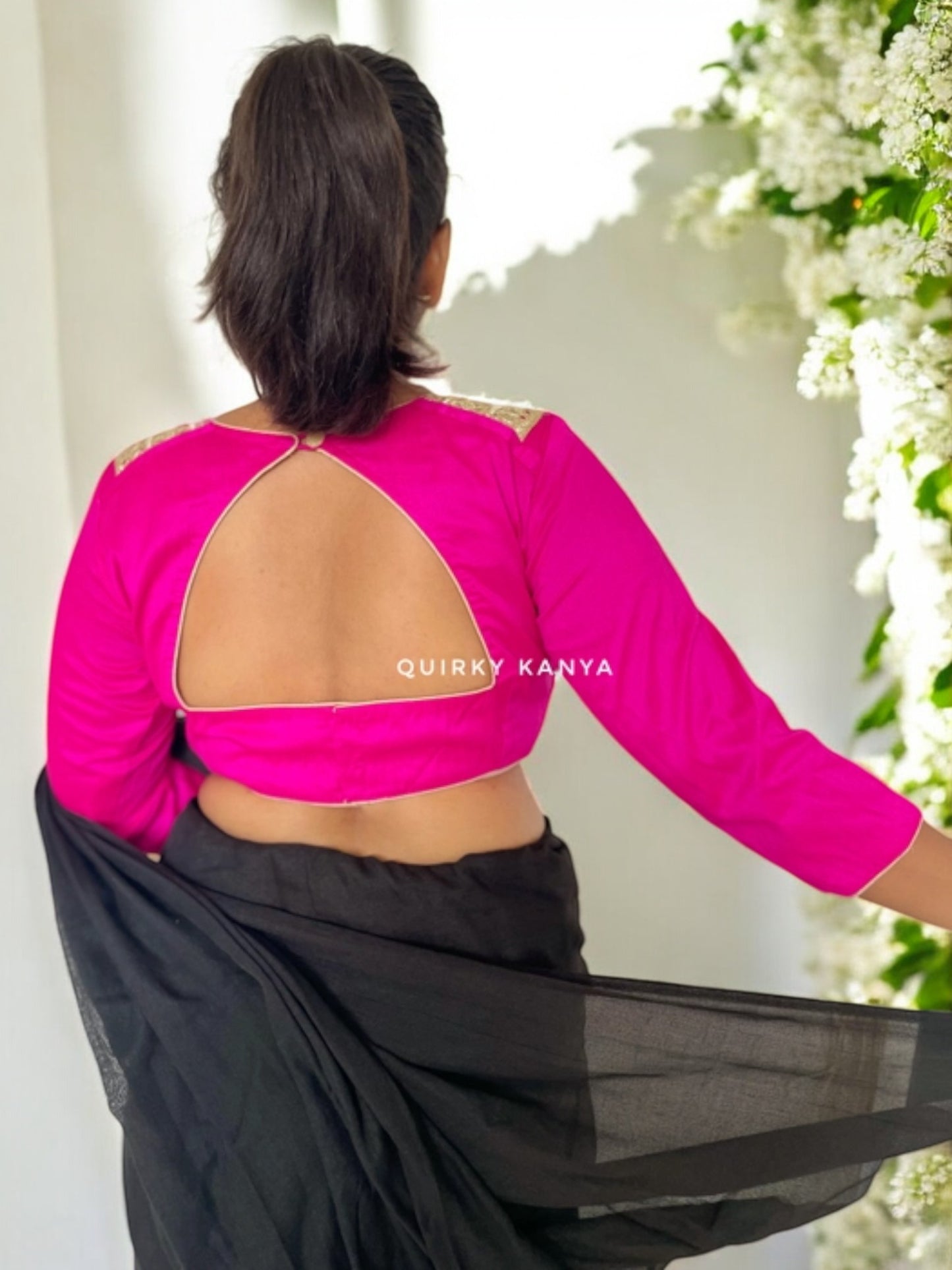 Paint it Pink Zardosi Art Silk Blouse - Hot Pink