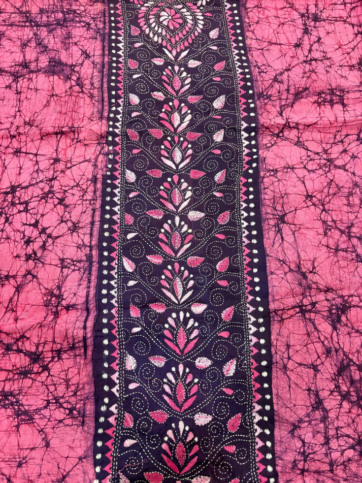 Kanthachitra Kanthastitch Cotton Long Skirt - Pink