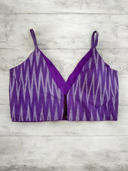 Purple Ikkat Strappy Cotton Blouse