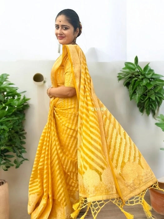 Radhika Organza Benarasi Saree - Yellow