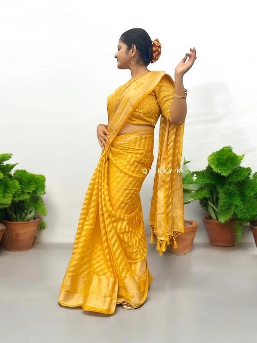 Radhika Organza Benarasi Saree - Yellow