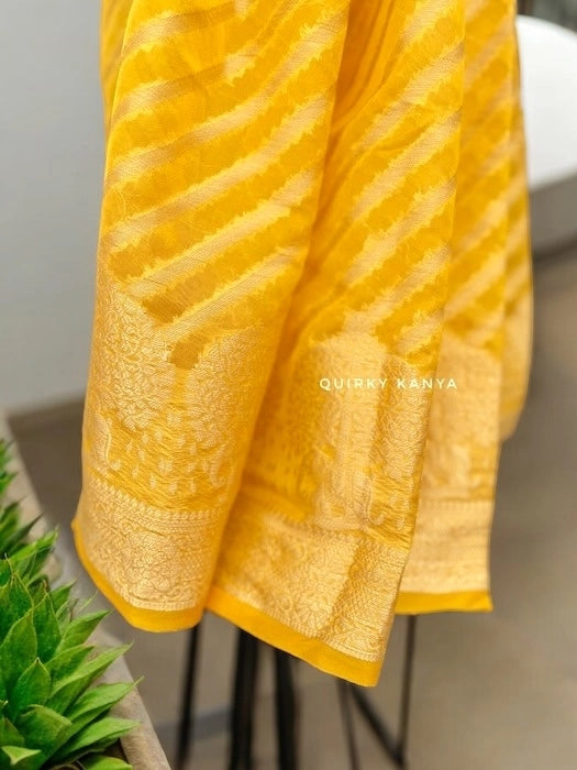 Radhika Organza Benarasi Saree - Yellow