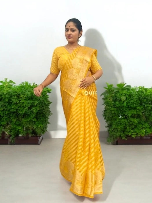 Radhika Organza Benarasi Saree - Yellow