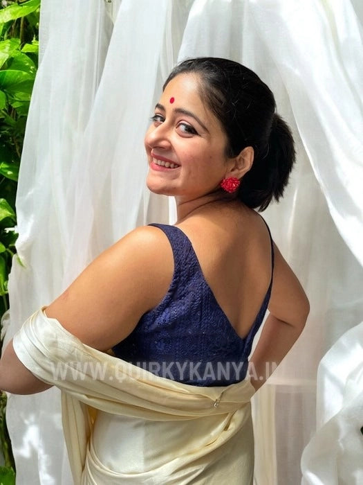 Rangilee Chikankari Sleeveless Blouse - Navy Blue