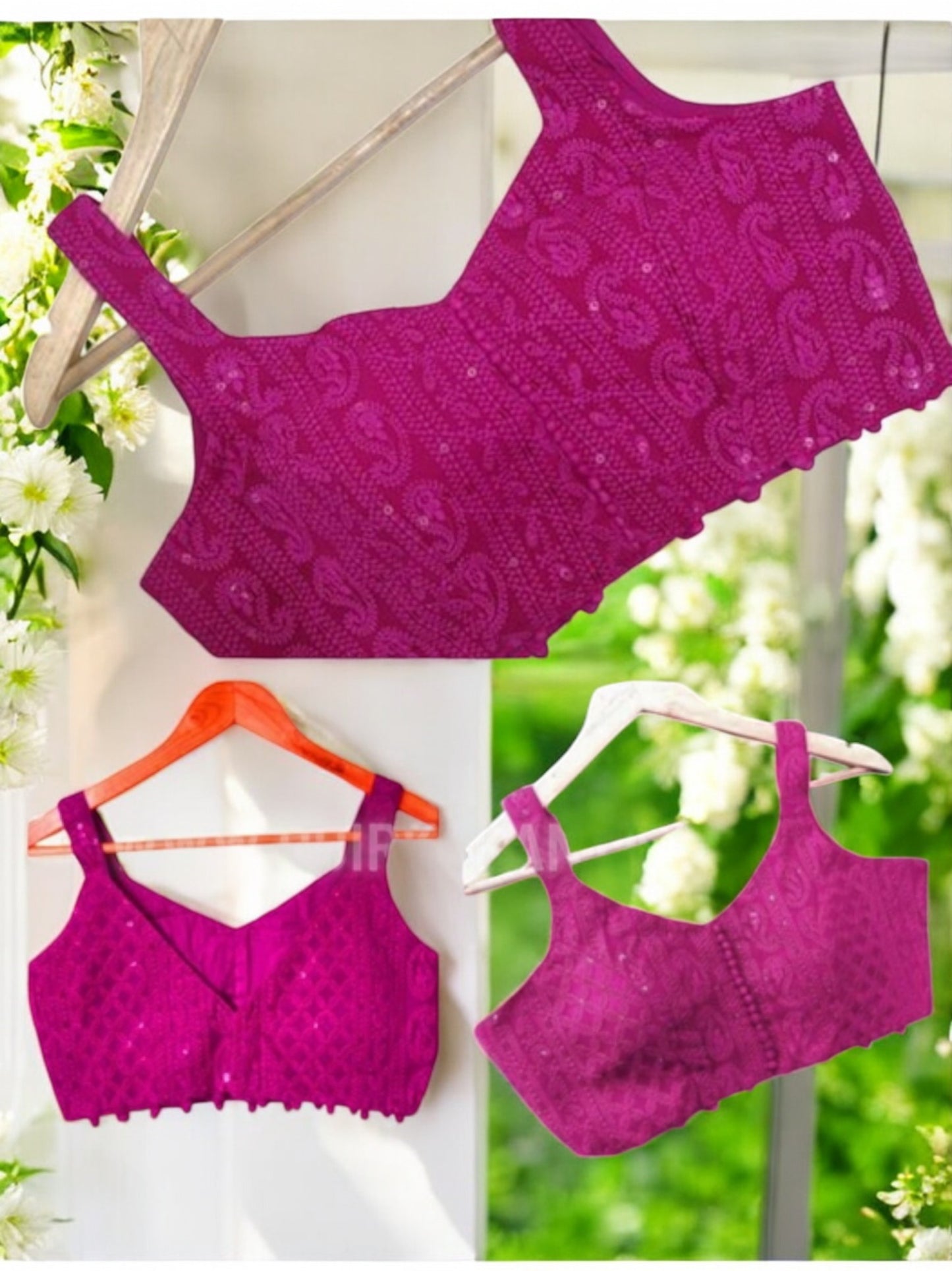 Rangilee Chikankari Sleeveless Blouse - Magenta