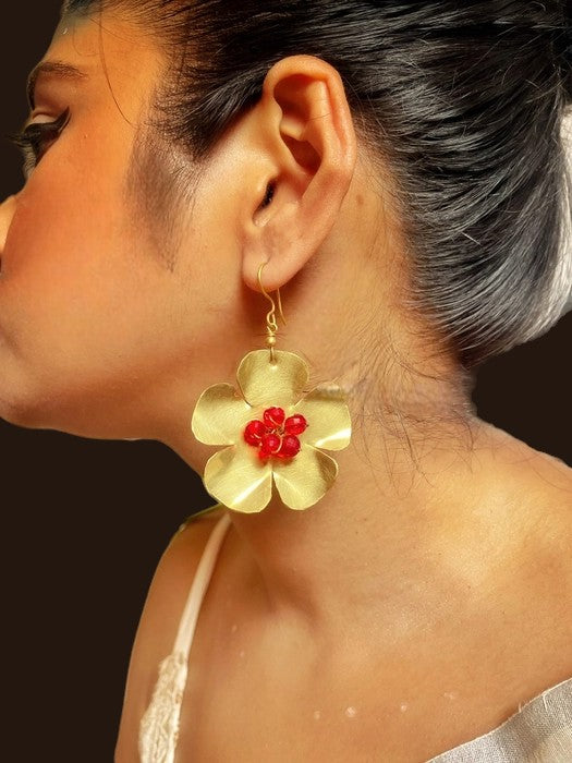 red-beaded-ghungru-flower-brass-earrings
