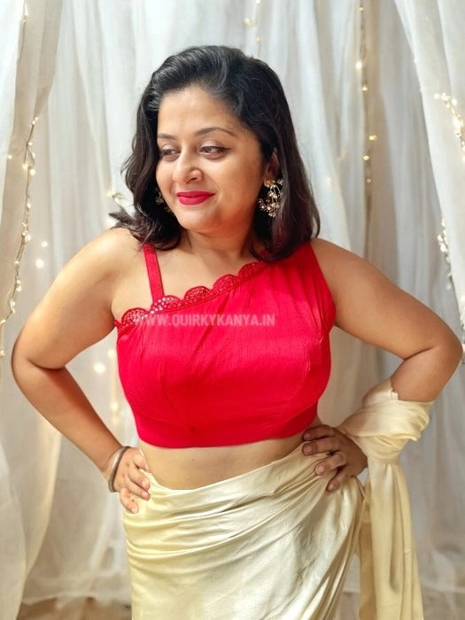 Red She Said Assymetric Sleeves Blouse - Red