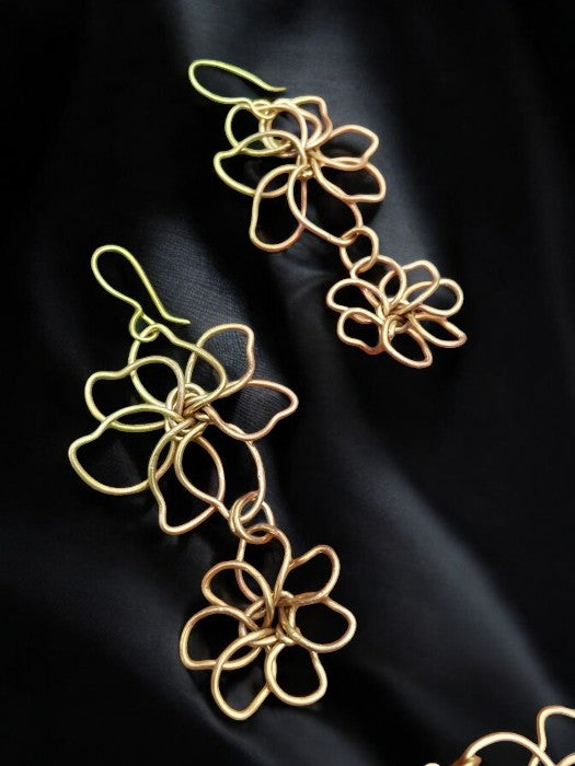 small-double-flower-brass-earrings