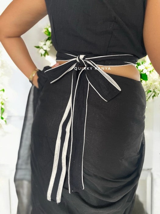 Serena Wrap Style Cotton Blouse - Black
