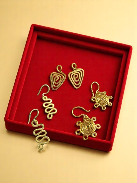 Everyday Empress Brass Earrings Set (Set of 3)