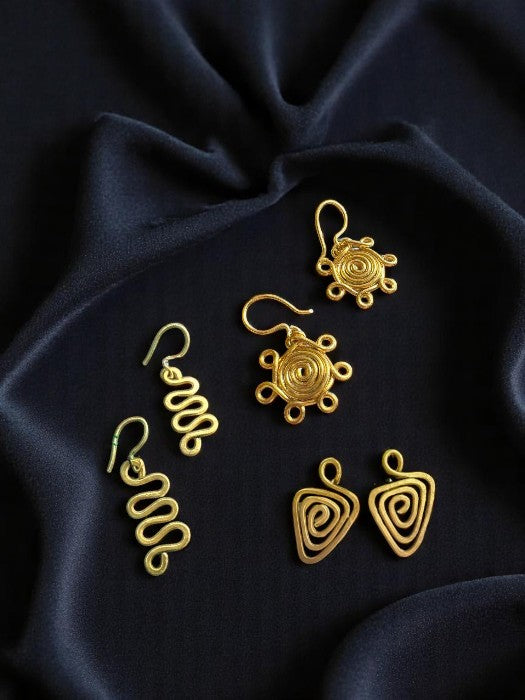 Everyday Empress Brass Earrings Set (Set of 3)