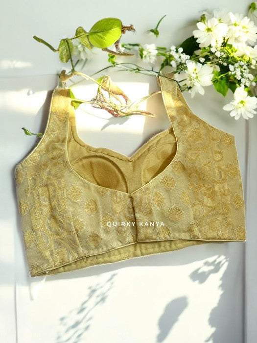 Suvarnaa Sleeveless Designer Blouse - Pale Gold