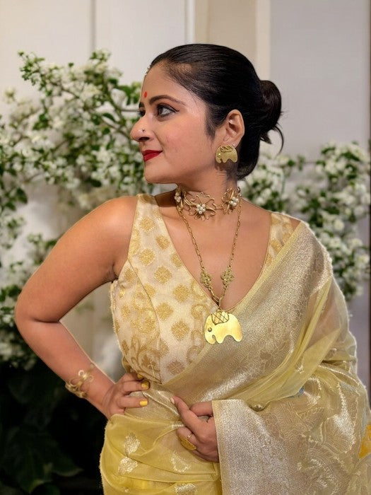 Suvarnaa Sleeveless Designer Blouse - Pale Gold