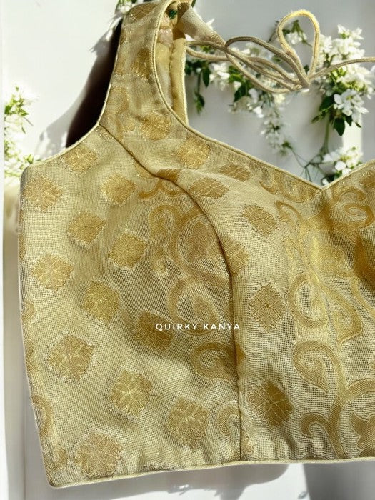 Suvarnaa Sleeveless Designer Blouse - Pale Gold