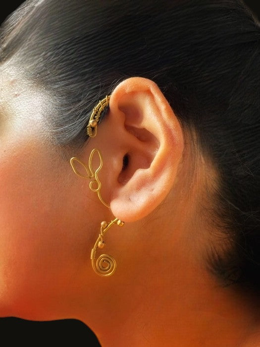 Spiral Vine Brass Earcuff Earrings