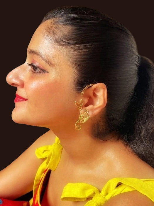 Spiral Vine Brass Earcuff Earrings