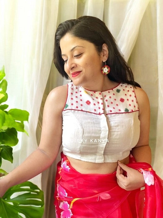 Tanuja Jamdani Blouse - White