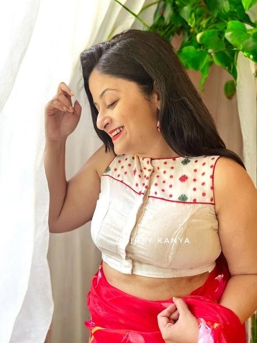 Tanuja Jamdani Blouse - White