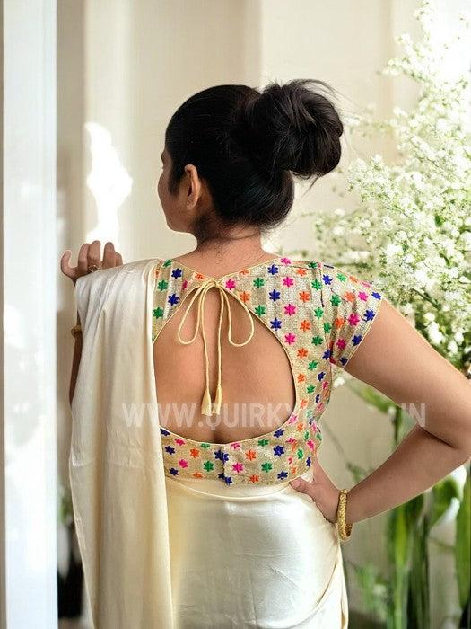 Tara Sequins Cap-sleeves Blouse - Pale Gold