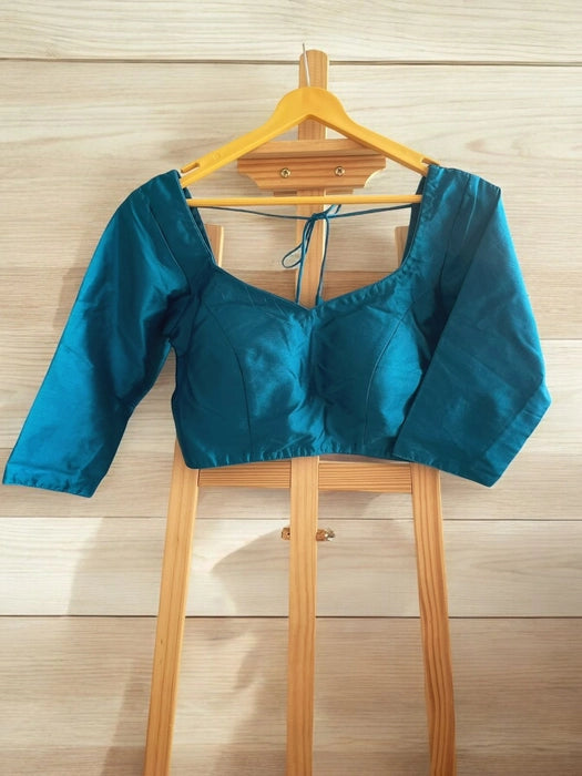 Teal Me Why 3/4 Sleeves Silk Blouse