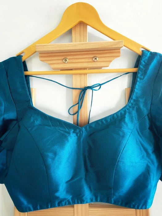 Teal Me Why 3/4 Sleeves Silk Blouse