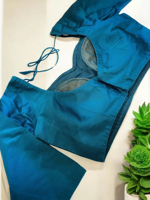 Teal Me Why 3/4 Sleeves Silk Blouse