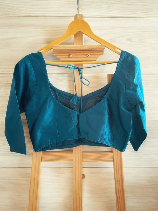 Teal Me Why 3/4 Sleeves Silk Blouse