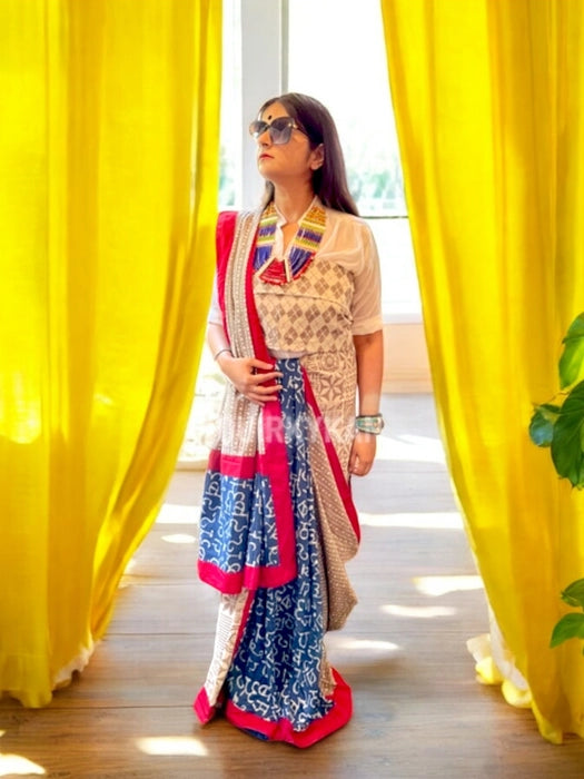 Tilottama Grey Dabu Print Cotton Saree