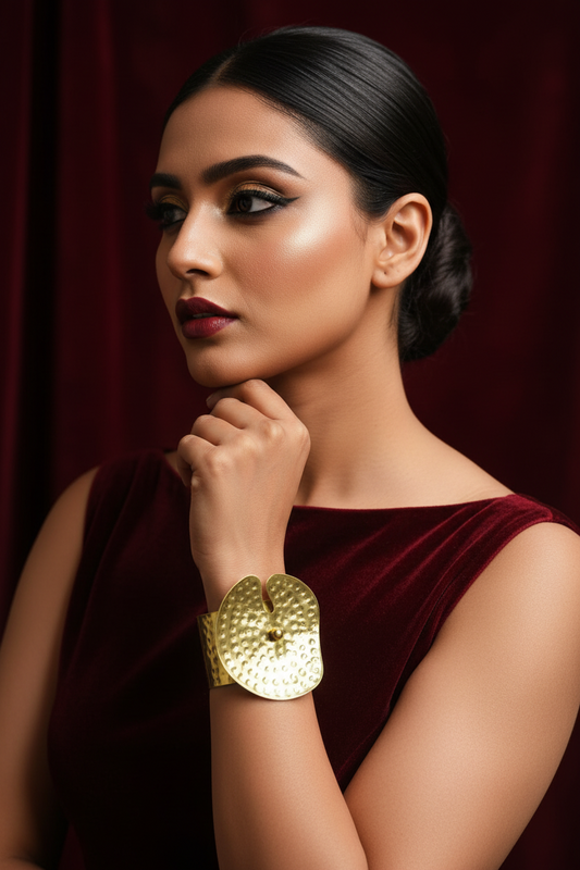 Lotus Leaf Brass Cuff Bracelet