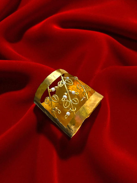 Flower Garden Brass Cuff Bracelet