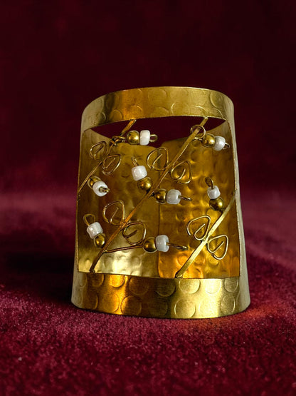 Flower Garden Brass Cuff Bracelet