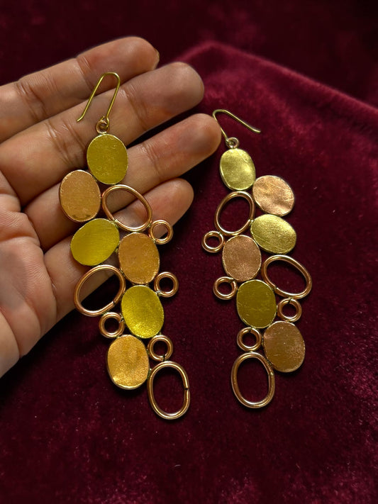 Abstract Circles Brass Dangler Earrings