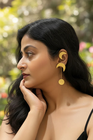 Moon No-Piercing Brass Earcuff Earrings