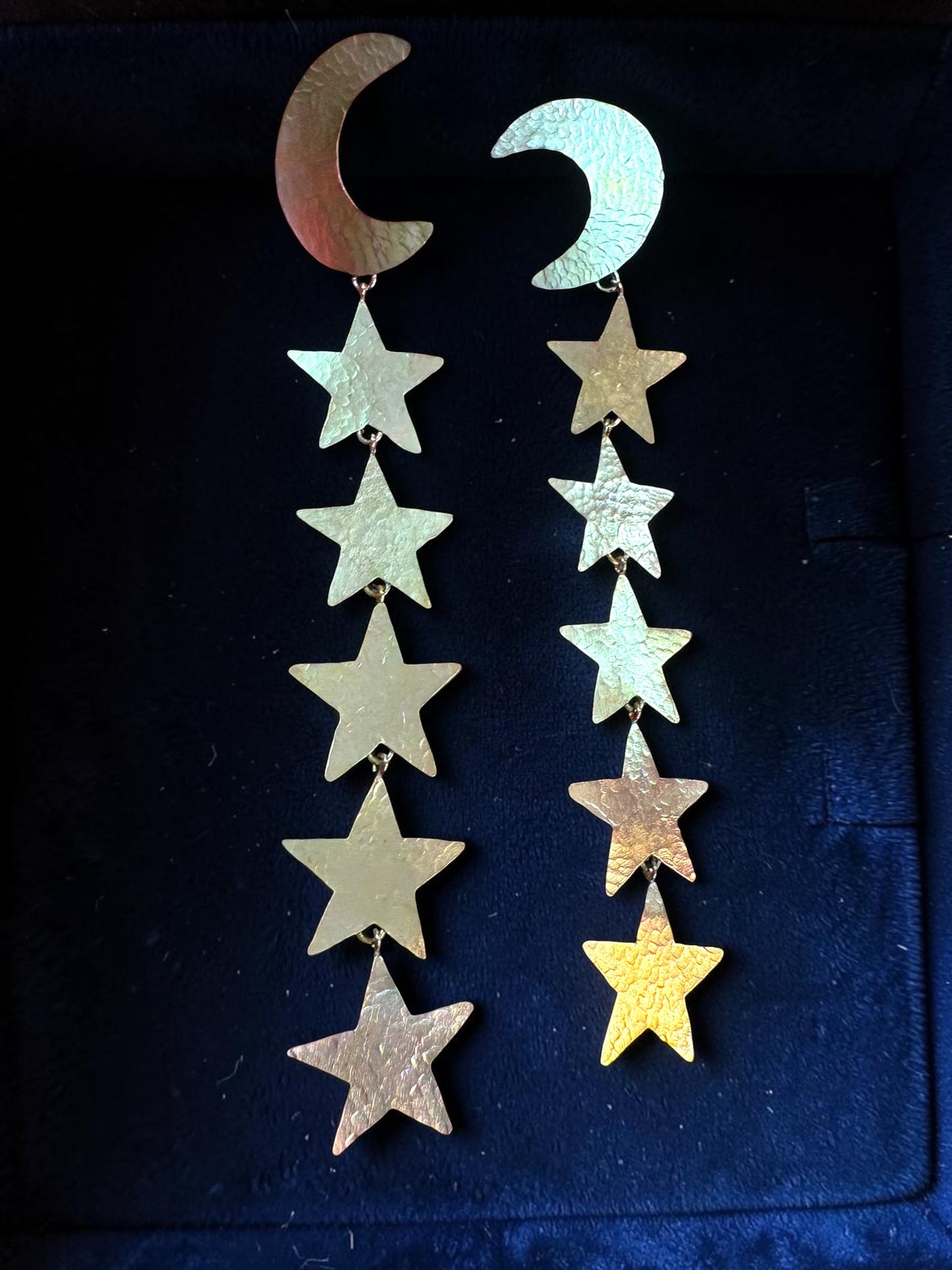 Starry Night Brass Statement Dangler Earrings