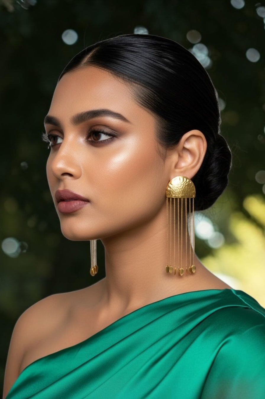 Athena Chain Brass Dangler Earrings