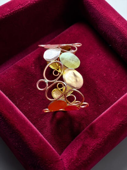 Abstract Circles Brass Dangler Earrings Jewelry Set (Earrings, Bracelet, Ring)
