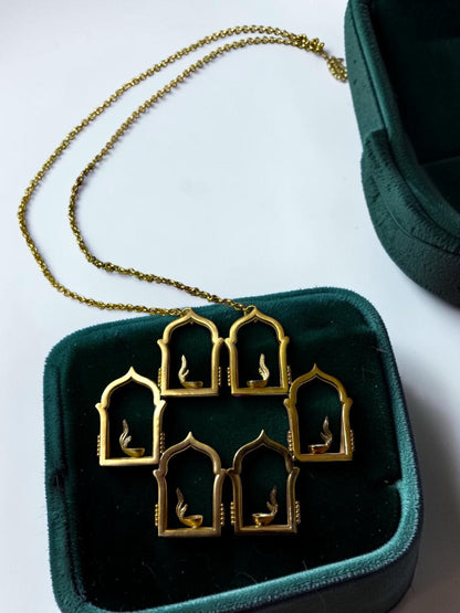 Deepavali Premium Sculptural Brass Necklace Jewelry Set (Necklace, Earrings)