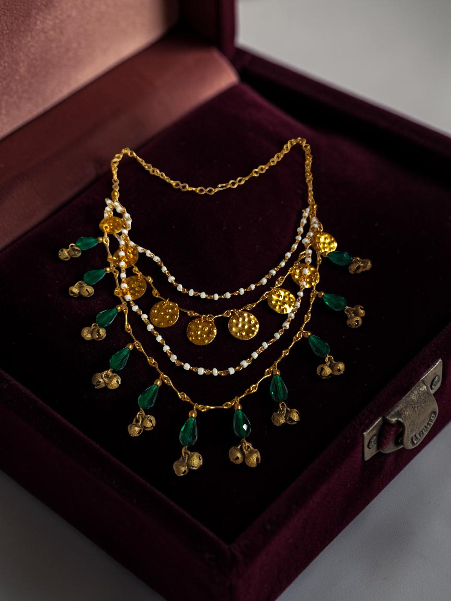 Thakurani Brass and Crystals Layered Statement Necklace